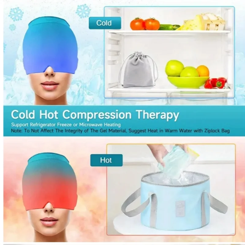Headgear Migraine Relief Cap Gel Ice Single Layer  Stretchable Compress Hood