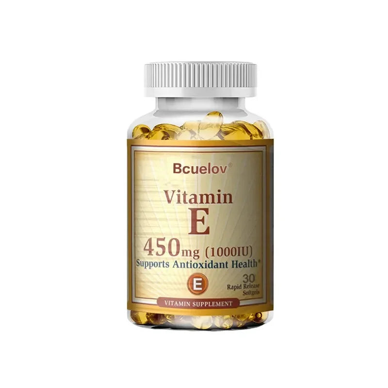 Bcuelov Vitamin E 450MG  Supports Immune System & Skin Nutrition Natural Antioxidant Gluten & Dairy Free