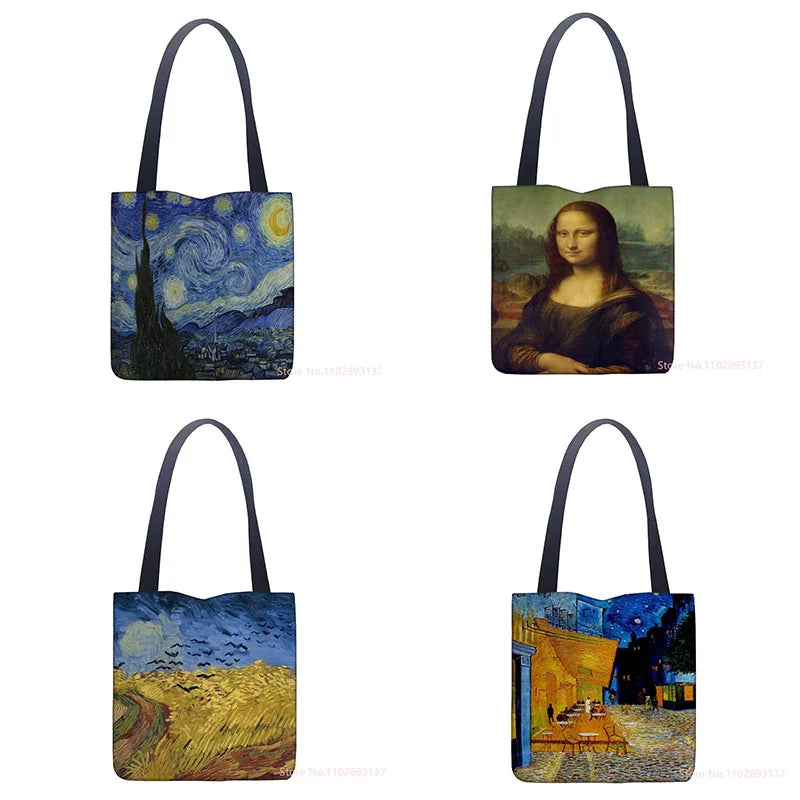 Van Gogh Oil Painting Tote Bag Retro Art Travel Shopping High Quality Foldable