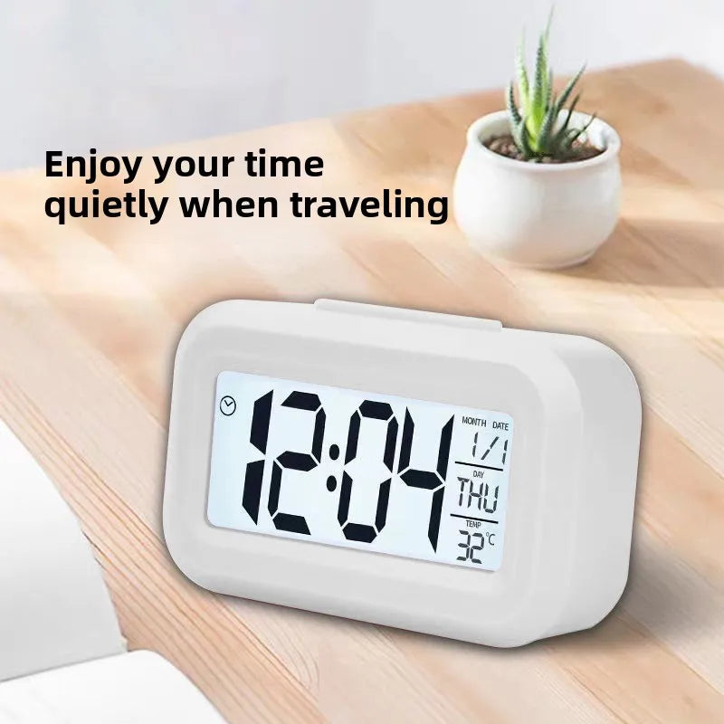 Alarm Clock Digital LED Electronic Backlight Snooze Calendar Home Office Desktop Screen Display Watch