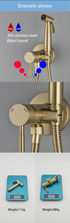 ULA Portable Bidet Sprayer Set Black Stainless Steel Toilet Bathroom Shower Head