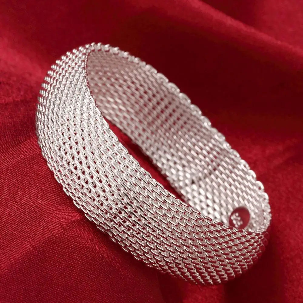 Trendy 925 Sterling Silver Bracelet Fashion Jewelry Adjustment Cuff