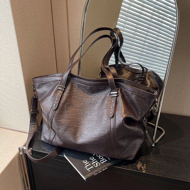 MOODS Large Sized Tote Bags For Women Soft Leather Large Capacity Shoulder Crossbody Quality