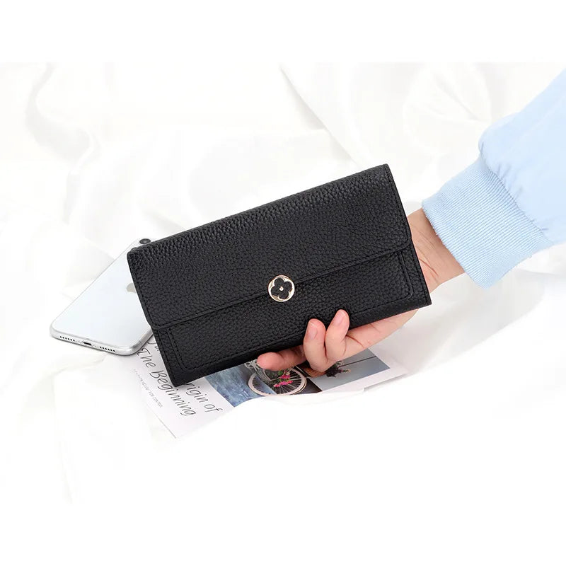 Women's Wallet Full Leather Long Wallet First Layer Cowhide Leather Clutch