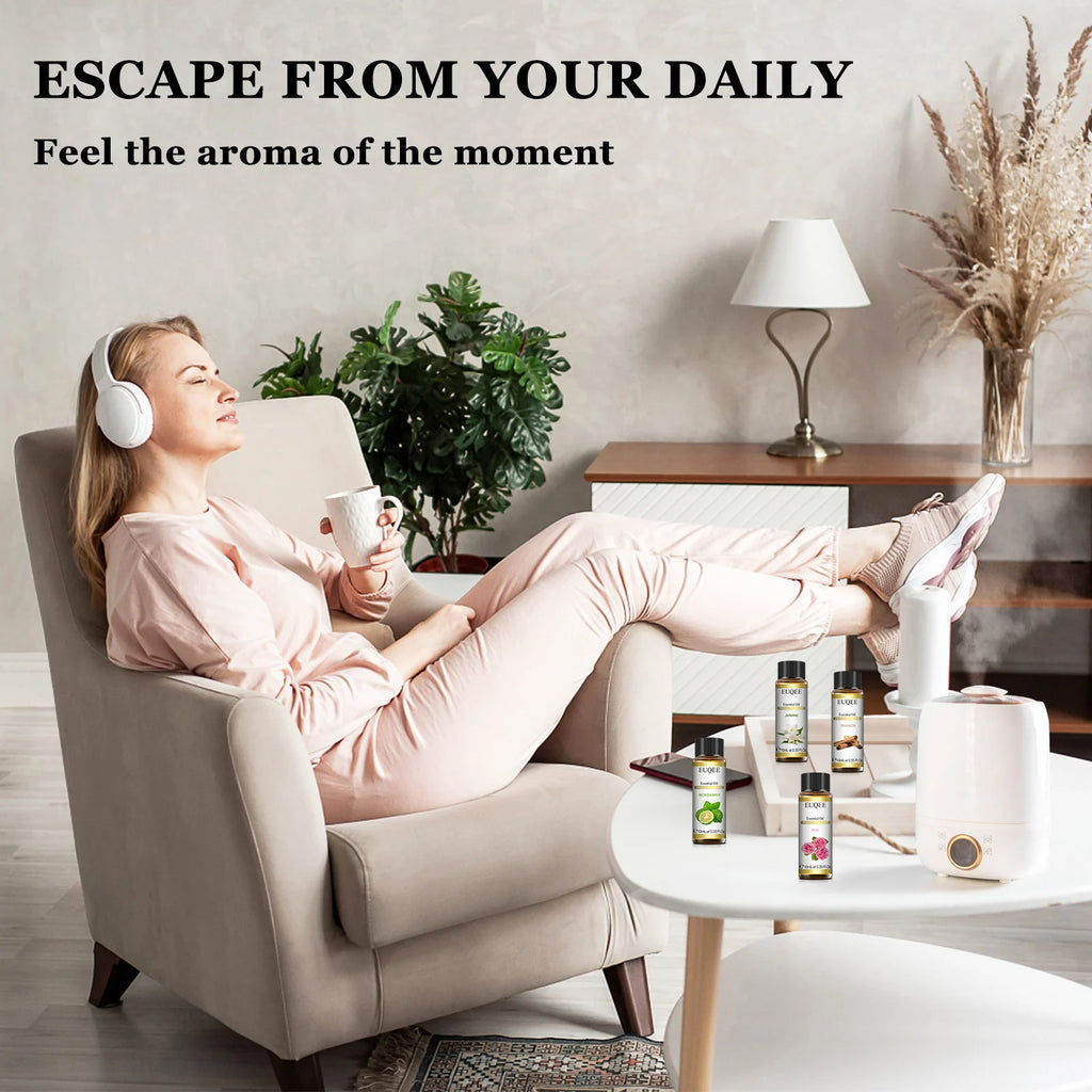 EUQEE 10ML Natural Essential Oils For Humidifier, Soap, Candle Making