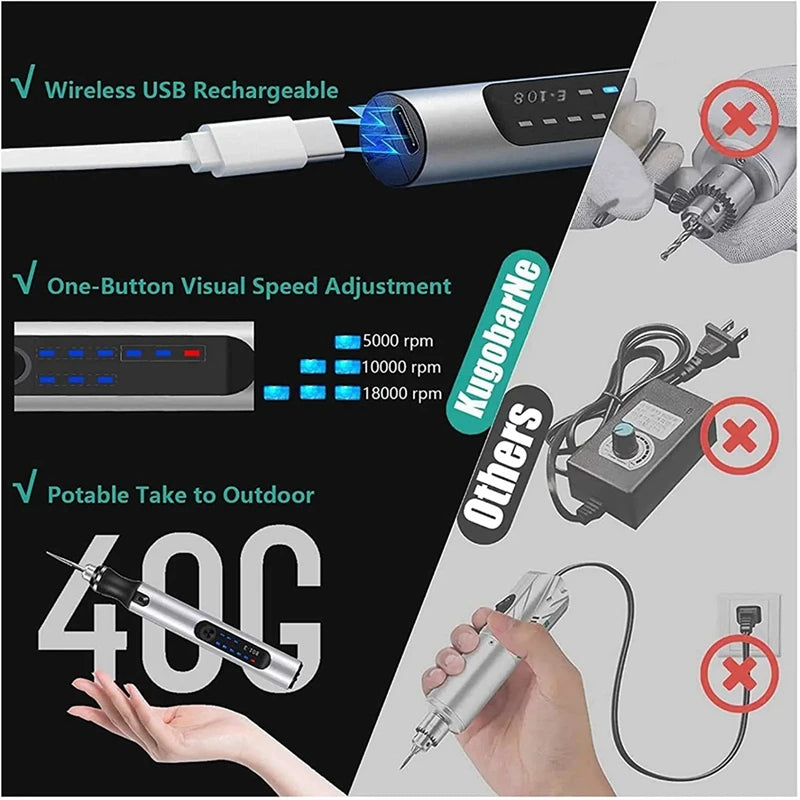 USB Customizer Professional Engraving Pen 30 Bits Engraver Tool For Metal Wood Glass Plastic Portable