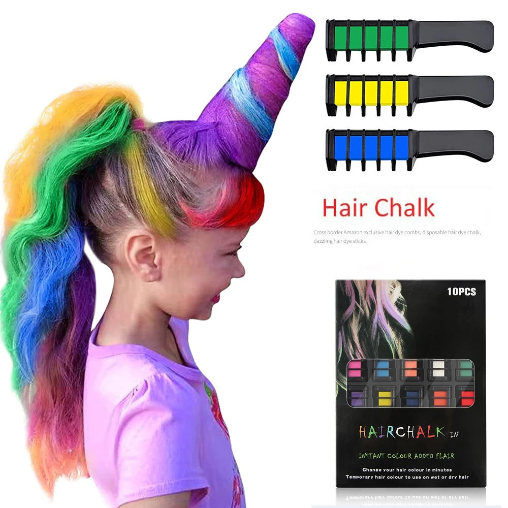 10 pc Hair Chalk For Girls Fashion Colored Chalks Temporary Hair Coloring Product
