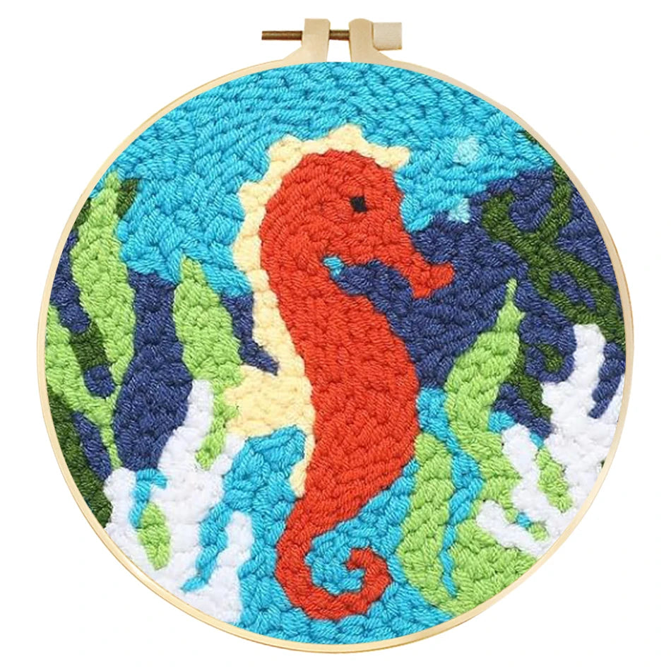 Punch Needle Kits for Beginners Adults Embroidery Starter Craft Tools Ocean Life Theme DIY Wall Art Gift for Women