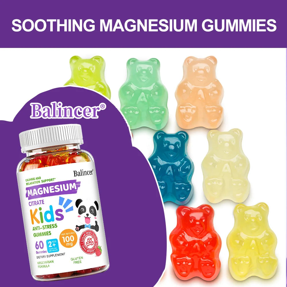 Magnesium Citrate Gummies Kids Calming Anti-stress Nutritional Supplement
