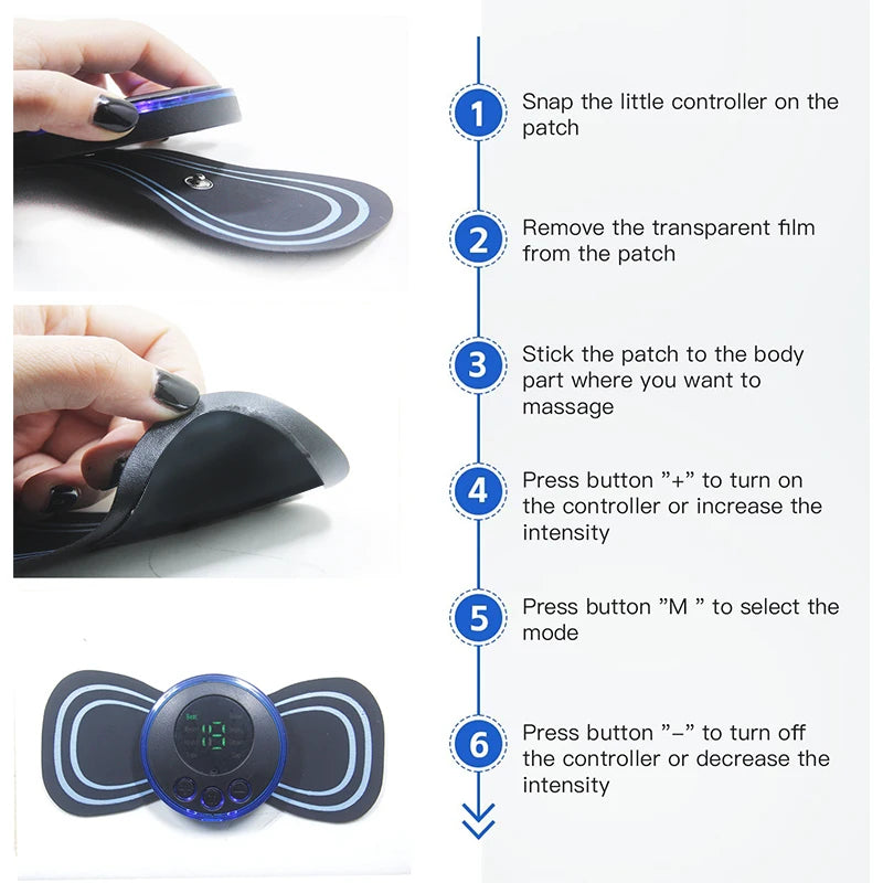 EMS Neck Stretcher Patch Back Massager Sticker Muscle Stimulation Neck Body Pain Relief