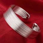 Trendy 925 Sterling Silver Bracelet Fashion Jewelry Adjustment Cuff