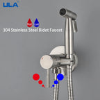 ULA Portable Bidet Sprayer Set Black Stainless Steel Toilet Bathroom Shower Head