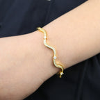 Personality Wave Shape Bangles 58mm Cubic Zirconia Brass Gold/Platinum Plated Bracelet