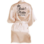 Customized Name Date Wedding Bathrobe Faux Silk Bridal Robe Bridesmaid