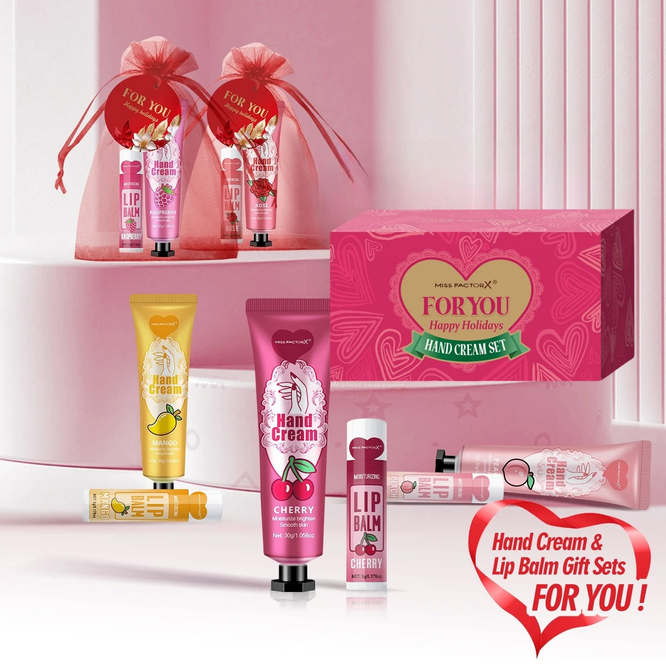 96pcs gift set hand cream and lip balm with thank you card and bag suitable for wedding ladies party