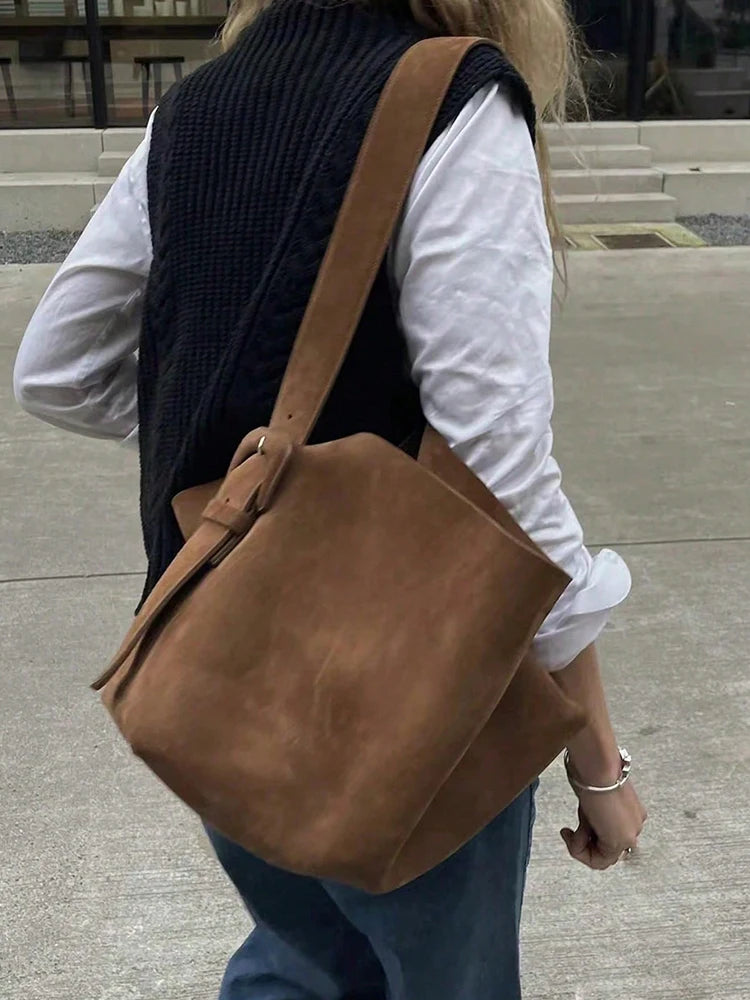 Retro Bag Brown Large Capacity Shoulder Underarm Crossbody Fashion Leisure