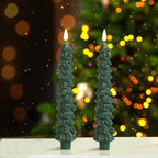 2pc/4pcs Christmas Tree LED Flameless Candles 3D Flame Green Candlesticks Christmas