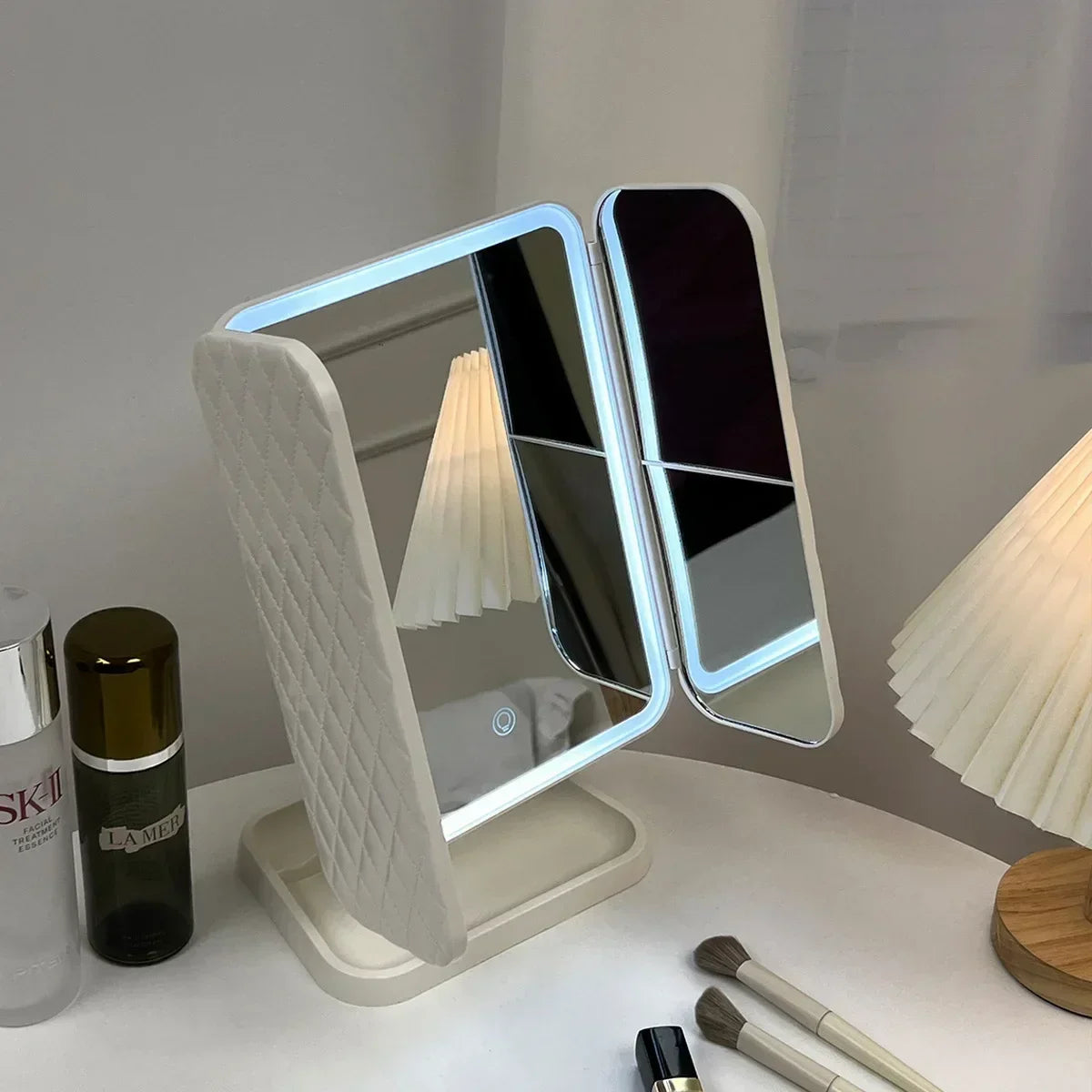 Trifold Makeup Mirror LED Lights Trifold