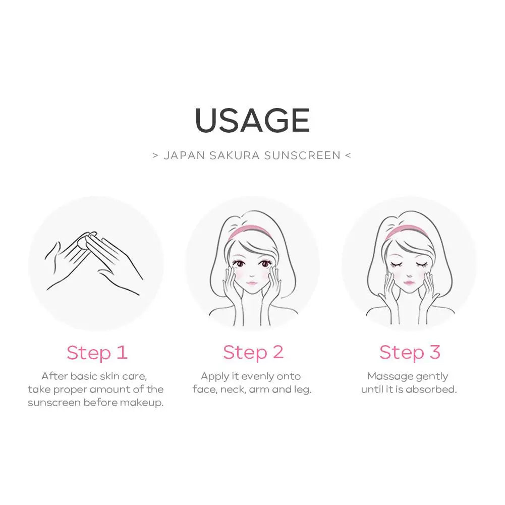 Sakura Sunscreen Cream SPF50 Moisturizing UV Protect Face Body Lotion Oil Control Reduce Melanin