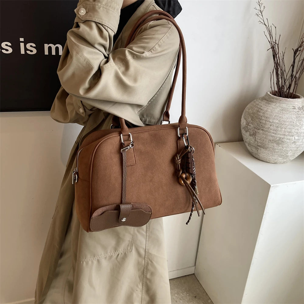 Big Size Women Bags Suede Large Capacity Shoulder Crossbody With Long Strap