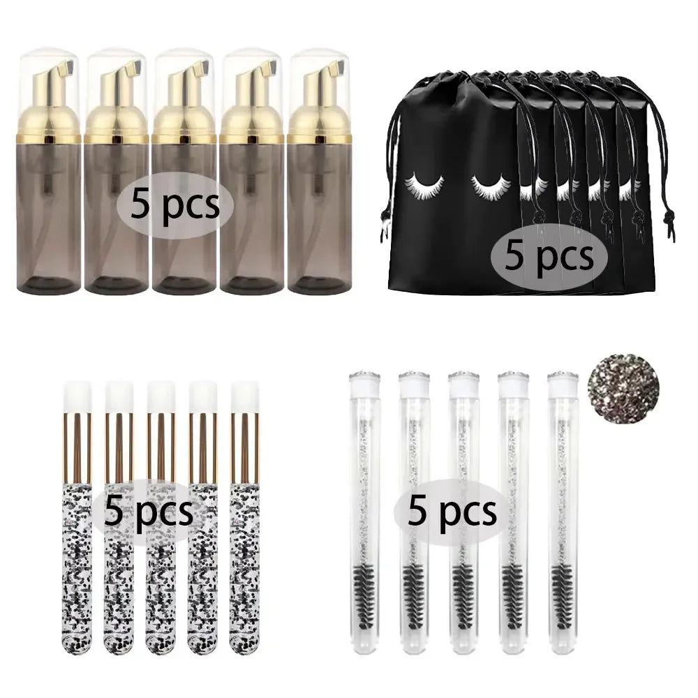 20/40PCS Suit 60ML Empty Pump Bottle Eyelash Shampoo Tool Travel Foam Dispenser Bottle Plastic Cleanser Soap Care