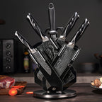 7pcs Damascus Pattern Stainless Steel Kitchen Knife Set with Universal Knife Holder