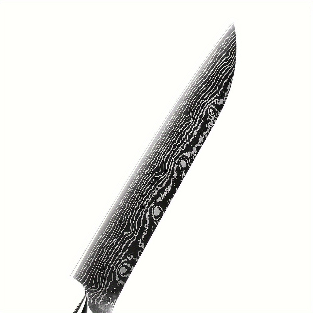 7pcs Damascus Pattern Stainless Steel Kitchen Knife Set with Universal Knife Holder