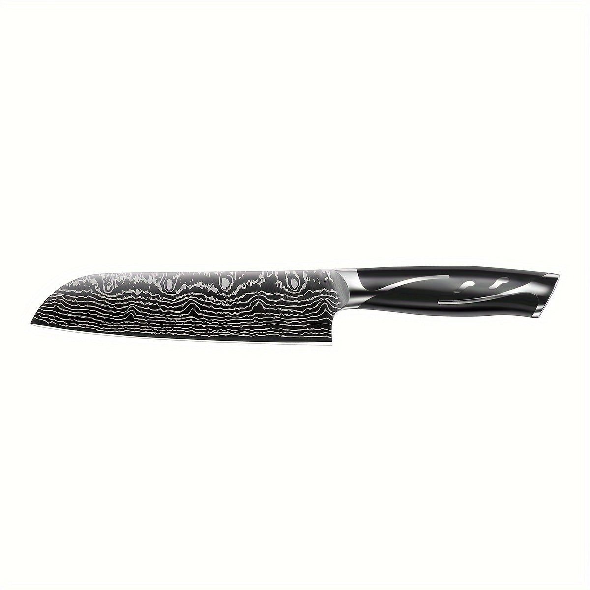 7pcs Damascus Pattern Stainless Steel Kitchen Knife Set with Universal Knife Holder