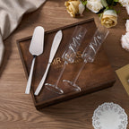AW BRIDAL Champagne Flutes Bride and Groom Set of 2 Wedding Cake Knife Set Christmas Bridal Shower
