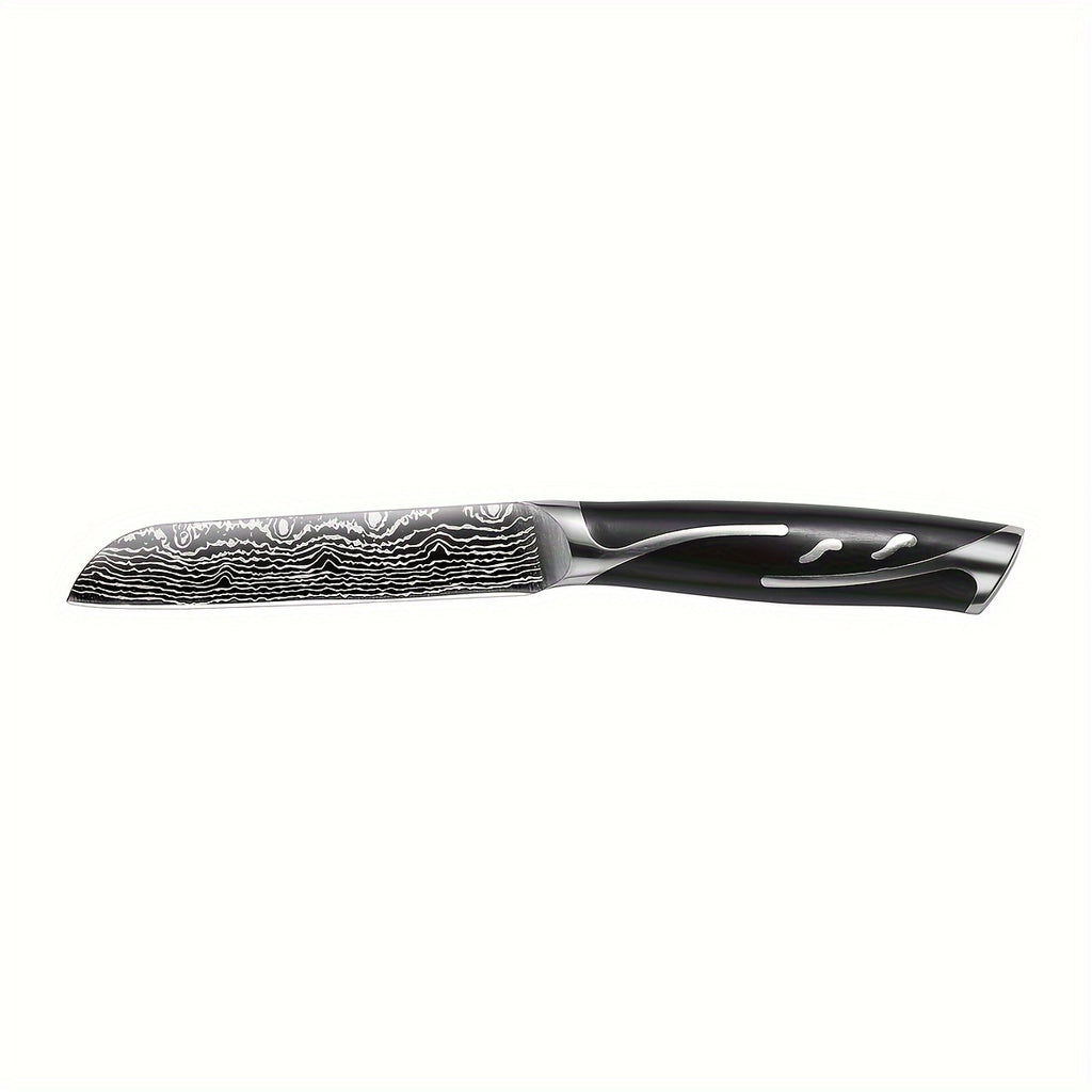 7pcs Damascus Pattern Stainless Steel Kitchen Knife Set with Universal Knife Holder