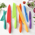 Kitchen Knife Set Dishwasher Safe Sharp Stainless Steel  Professional with Sheaths 14pcs Rainbow 7 Knives/7 Blade Guards Non Stick