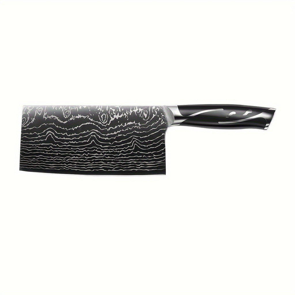 7pcs Damascus Pattern Stainless Steel Kitchen Knife Set with Universal Knife Holder