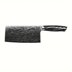 7pcs Damascus Pattern Stainless Steel Kitchen Knife Set with Universal Knife Holder